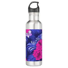 Garrafa Tropical Rosa e Roxo - Um design de hibisco brilha