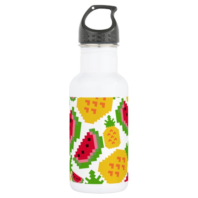 Garrafa Tropical Watermelon and Pineapple Pixel Pattern (Frente)