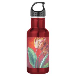 Garrafa Tulipas Vermelhas e Amarelas Artísticas
