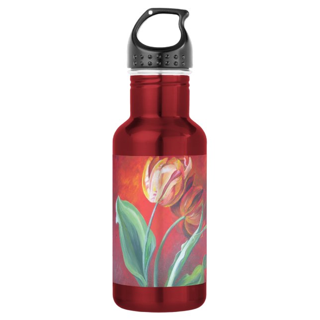 Garrafa Tulipas Vermelhas e Amarelas Artísticas (Frente)