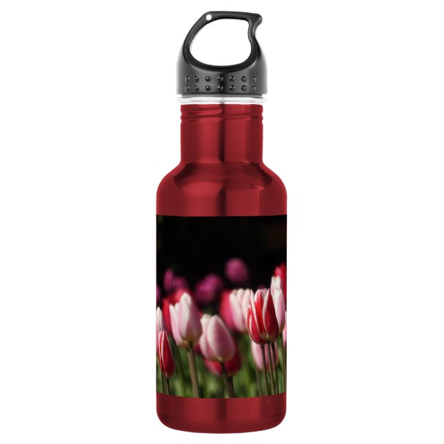 Garrafa Tulipas Vermelhas e Brancas e Rosa (Frente)