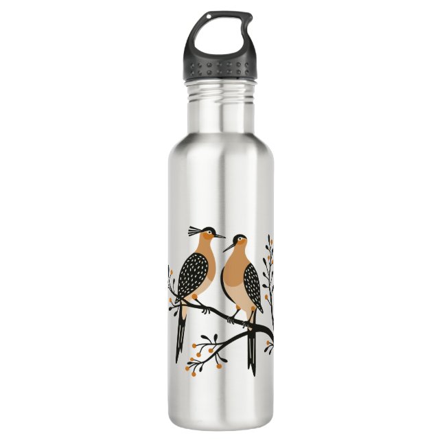 Garrafa Two Turtle Doves Cut-Out Stencil Retro Style 7 (Frente)