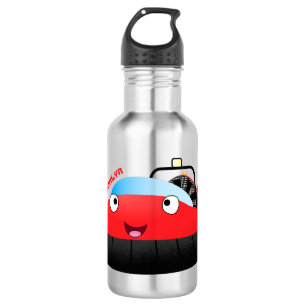 Garrafa Um desenho animado de hovercraft, vermelho e bonit