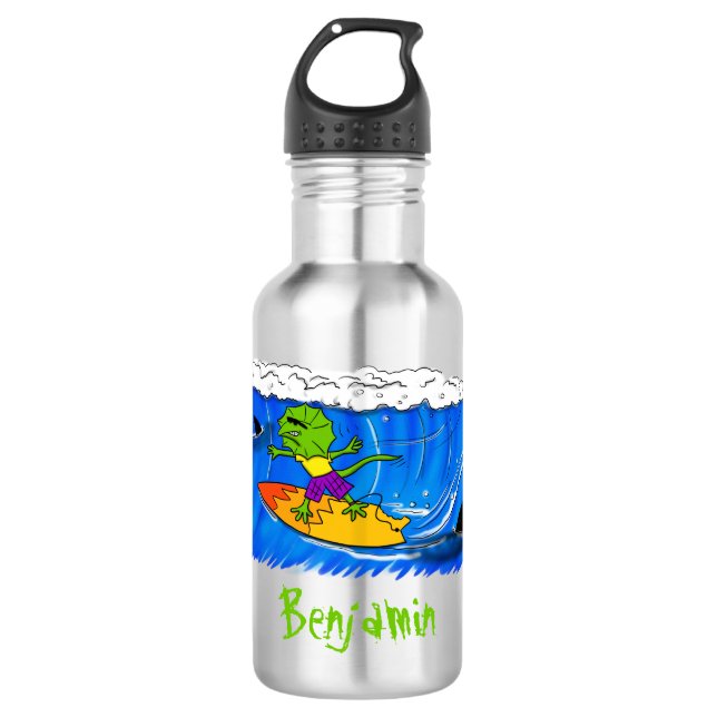 Garrafa Um desenho animado de lagarto-do-pescoço (Frente)