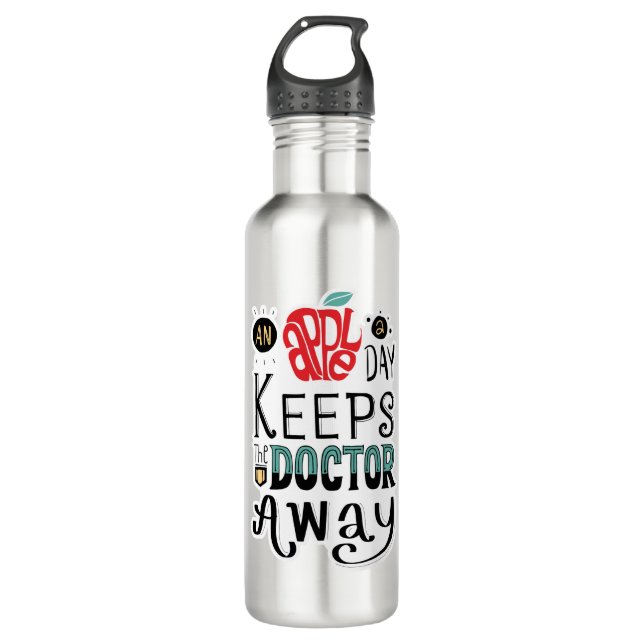 Garrafa Uma maçã por dia mantém o médico afastado (Frente)