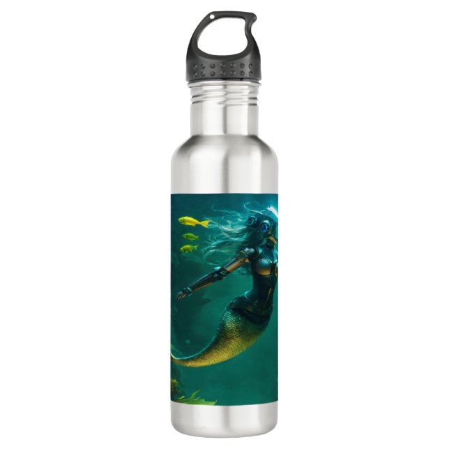 Garrafa Uma Sereia Robótica, no fundo do mar (Frente)