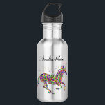 Garrafa unicórnio multicolor personalizado<br><div class="desc">Personalize facilmente este design de unicórnio mágico e multicolor,  em nome da sua escolha. Lunchbox correspondente disponível.</div>