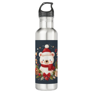 Garrafa Urso de Natal/Inverno em coroa