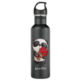 Garrafa Urso Panda Bonito com Rose Bouquet