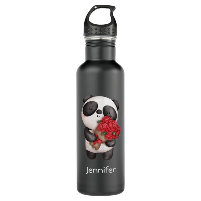 Garrafa Urso Panda Bonito com Rose Bouquet (Frente)
