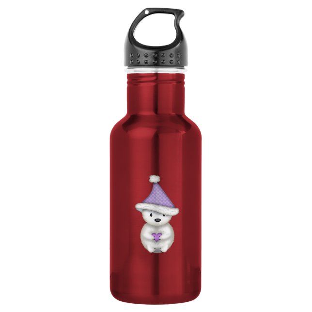 Garrafa Urso Polar Fofo de Roxo (Frente)