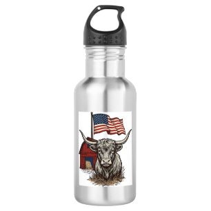 Garrafa Vaca Longhorn Patriótica e Design Vetorial de Cele