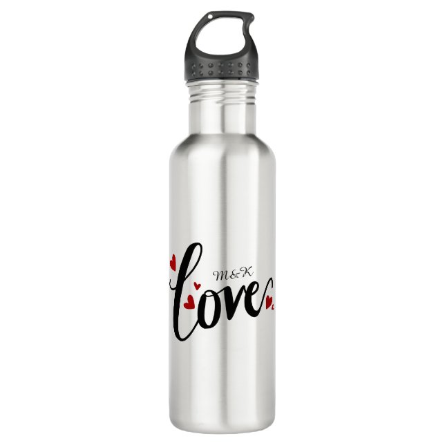 Garrafa Valentines day love couple names initial Mug (Frente)