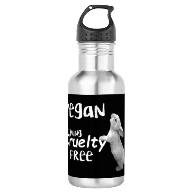 Garrafa Vegan Cruelty Free Water Bottle Black and White. (Frente)