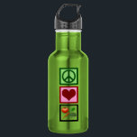 Garrafa Vegetariano do amor da paz<br><div class="desc">Eu como somente frutas,  vegetais e grões. Nenhuma carne animal para mim.</div>