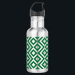 Garrafa Verde e Silver Meander<br><div class="desc">Este padrão geométrico branco e verde-arrojado é um design original ornamental. Os meandros brancos inclinam-se em torno de diamantes verdes contendo diamantes brancos. Os ziguezags verdes proporcionam uma sutil separação entre os caminhos sinuosos. Imagem criada digitalmente. Copyright © 2013 Claire E. Skinner. Todos os direitos reservados.</div>