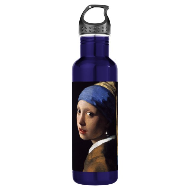 Garrafa Vermeer Girl Pearl Enarrando pintura de arte (Frente)