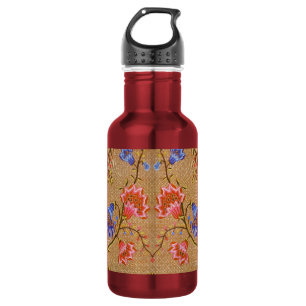 Garrafa Vermelho Imperial e Dourado Floral Entrelaçado em