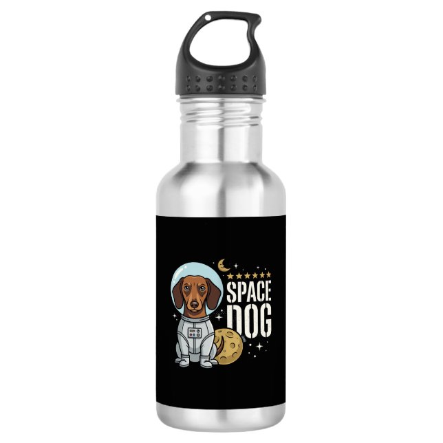 Garrafa Vetor de Astronauta Cachorro Espacial Dachshund (Frente)