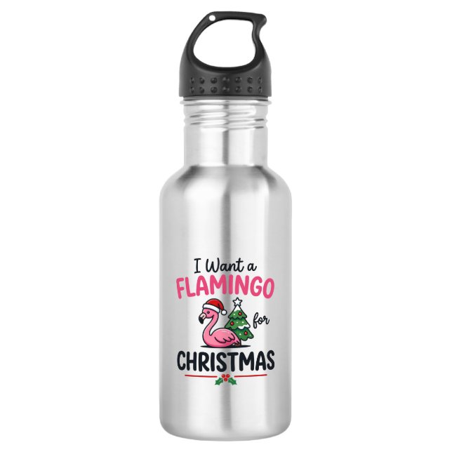 Garrafa Vetor de Citação de Natal de Flamingo (Frente)