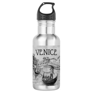 Garrafa Viagem Itália - souvenir preto e branco de VENICE