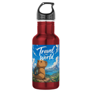 Garrafa Viaje pelo Mundo Anime Capivara Aventura Design
