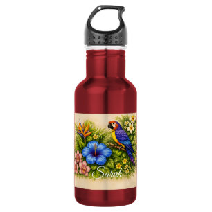 Garrafa Vibrante Papagaio Tropical Botânico Floral