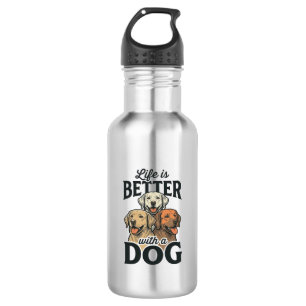 Garrafa Vida Antiga É Melhor Com um Cachorro Projeto Vetor