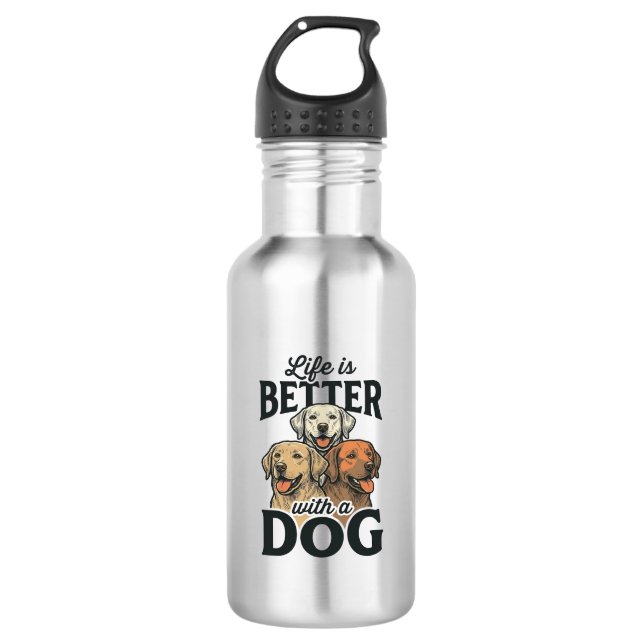 Garrafa Vida Antiga É Melhor Com um Cachorro Projeto Vetor (Frente)