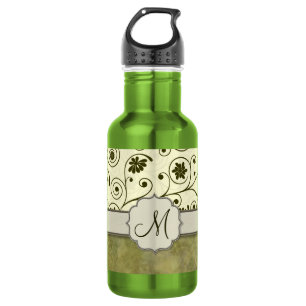 Garrafa Vinha espiral verde-oliva Floral