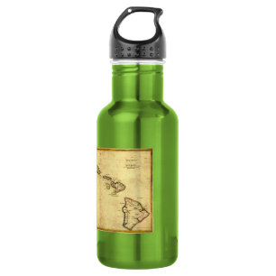Garrafa Vintage 1837 Mapa do Havaí - Ilhas Havaianas