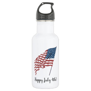 Garrafa Vintage Bandeira Patriótica Americana Acenando no 