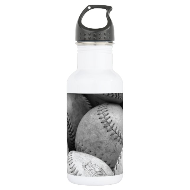 Garrafa Vintage Baseballs em preto-e-branco (Frente)