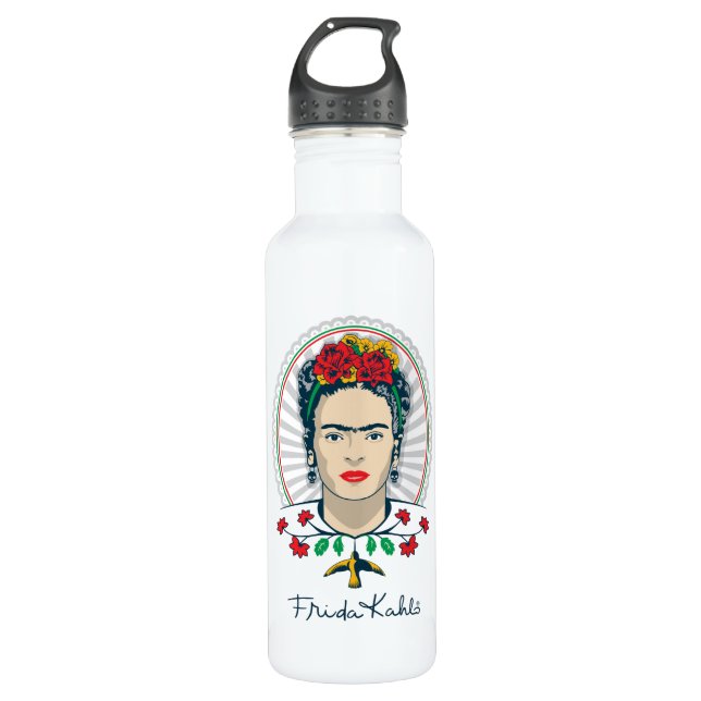 Garrafa Vintage de Frida Kahlo | floral (Frente)