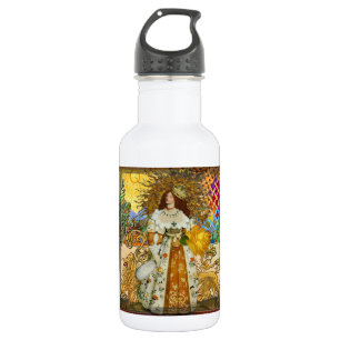 Garrafa Vintage Woman Ouro Sun: Leo Zodiac Collage Art