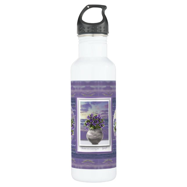 Garrafa violetas em vidro luar (Frente)