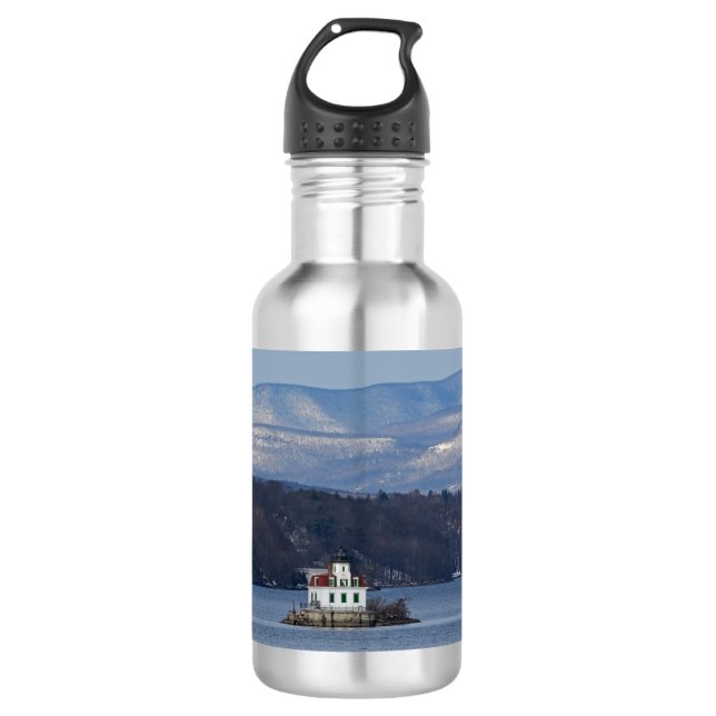 Garrafa Vista de inverno do farol de Esopus Meadows (Frente)