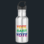 Garrafa "vote baby vote" Orgulho lgbtq lgbt cores arco-íri<br><div class="desc">"vote baby vote" Orgulho lgbtq lgbt arco-íris cores aço inoxidável garrafa de água</div>
