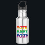 Garrafa "vote baby vote" Orgulho lgbtq lgbt cores arco-íri<br><div class="desc">"vote baby vote" Orgulho lgbtq lgbt arco-íris cores aço inoxidável garrafa de água</div>