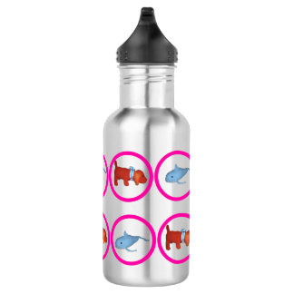 Garrafa Water Bottle - Circles with Whale and Dog