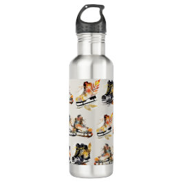 Garrafa Watercolor Ice Skates with Autumn Leaves Pattern  