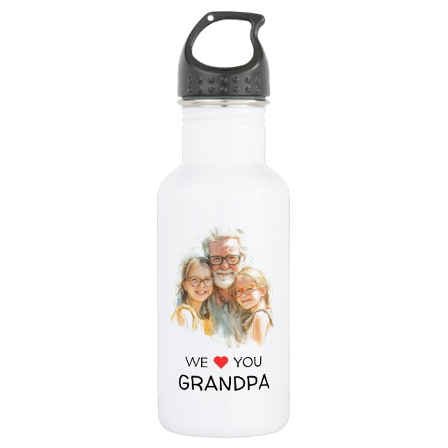 Garrafa We Love You Grandpa Water Bottle | Custom Photo (Frente)