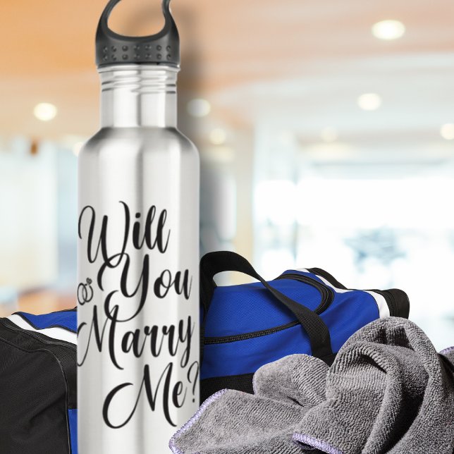 Garrafa Will You Marry Me - Marriage Proposal  (Will You Marry Me? Stainless Steel Water Bottle - Engagement Marriage Proposal Idea)