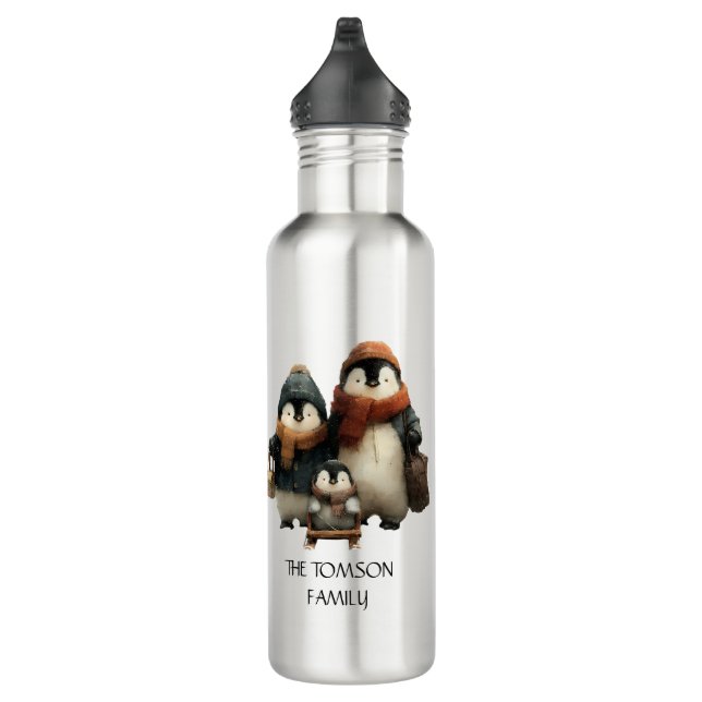 Garrafa Winter Penguin Family Personalized Design (Direita)