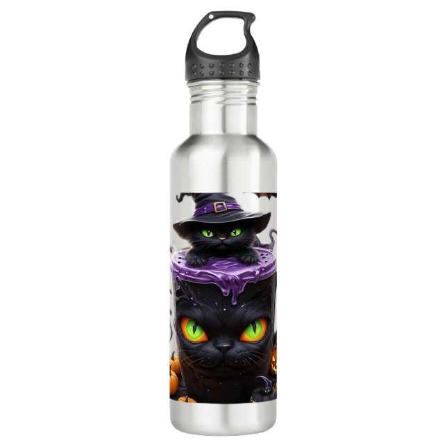 Garrafa Witch Cat Halloween Latte  Café Creepy Cute com (Frente)
