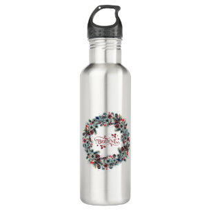 Garrafa Wreath de Natal BELIEVE Typografia