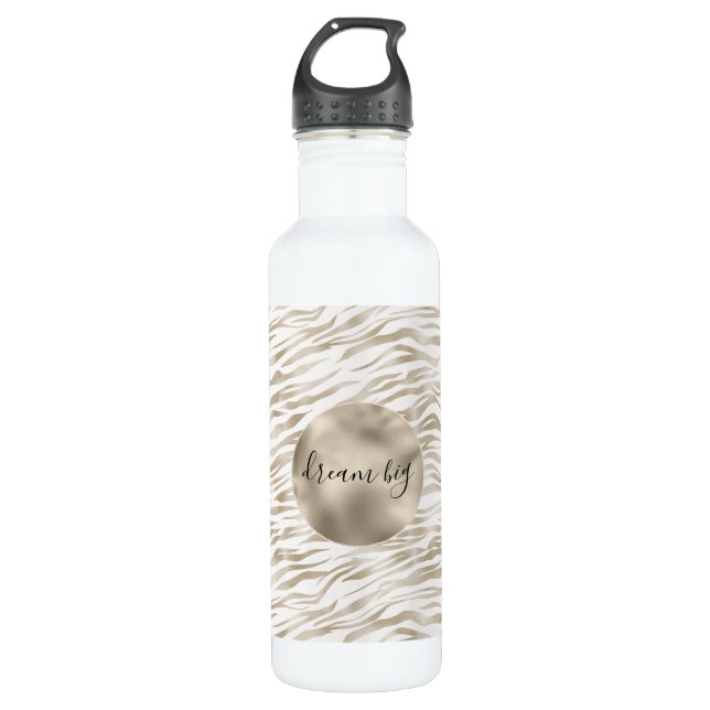 Garrafa Zen Cream Branco Cacau Castanho Zebra Impressão (Frente)