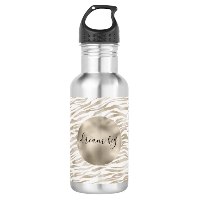 Garrafa Zen Cream Branco Cacau Castanho Zebra Impressão (Frente)