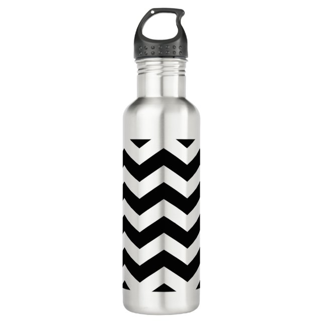 Garrafa Zigzag Chevron Preto E Branco (Frente)