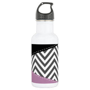 Garrafa Zigzag Cinza, Chevron Cinza, Padrão Zigzag, Roxo
